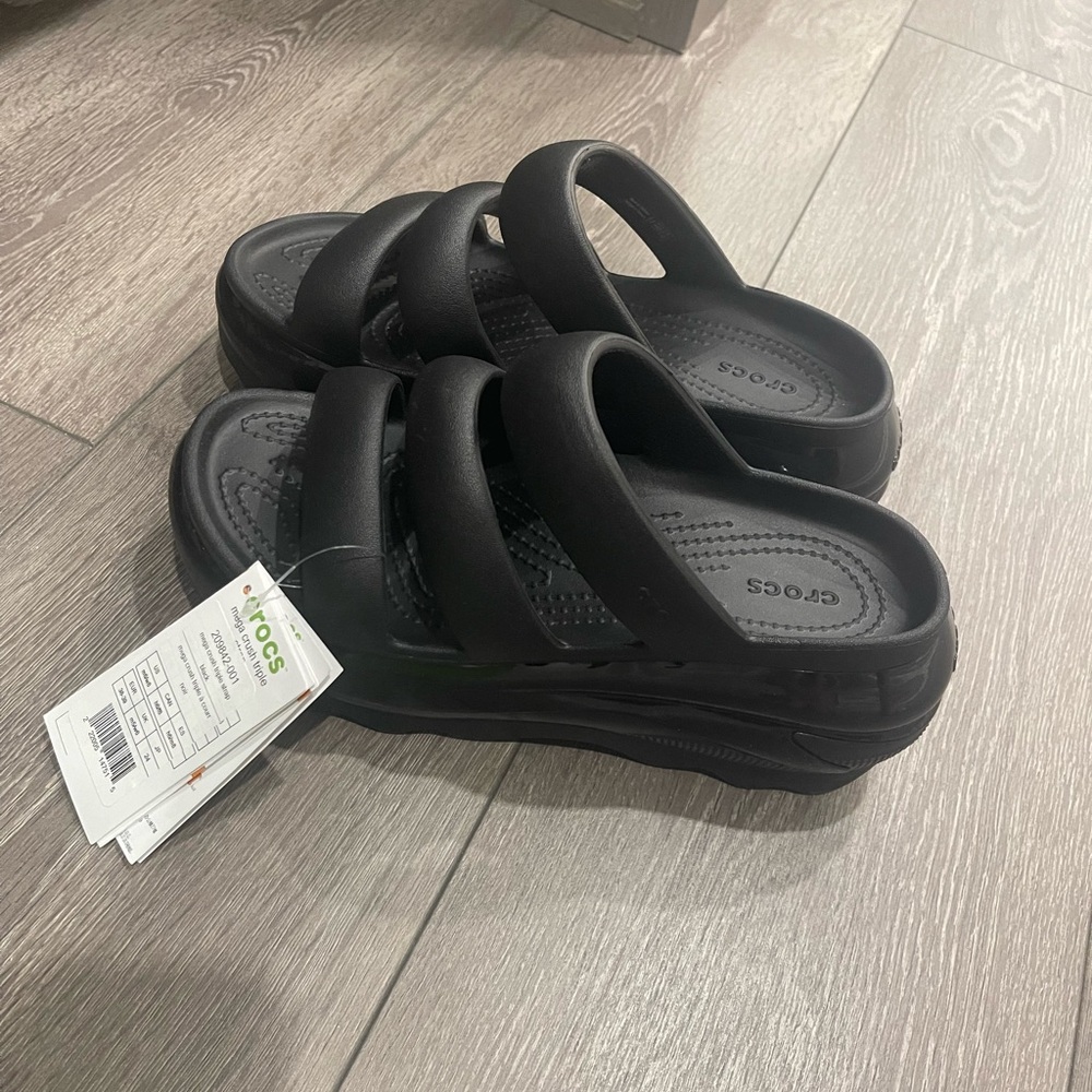 Mega Crush CROCS Black Strappy Sandals